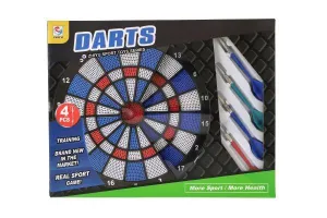 Terč so šípkami 4ks plast priemer 28cm v krabici 39x31x3cm
