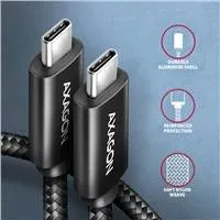 AXAGON BUCM2-CM20AB, CHARGE kábel USB-C  USB-C, 2m, Hi-Speed USB, PD 240W 5A, ALU, oplet, čierny