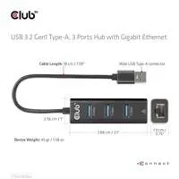 Club3D Rozbočovač, USB-A 3.2 Gen1 na 3x USB 3.1, Gigabit Ethernet