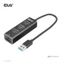 Club3D Rozbočovač, USB-A 3.2 Gen1 na 3x USB 3.1, Gigabit Ethernet