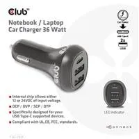 Club 3D Club3D Auto nabíječka pro Notebooky 36W, 3 porty (2xUSB-A + USB-C)