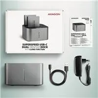 AXAGON ADSA-DC, USB-C 5Gbps - 2x SATA 6G 2.5"/3.5" SSD/HDD CLONE DUAL dokovací stanice