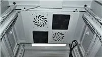 LEXI-Net 19" stojanový rozvaděč 27U 600x600 rozebiratelný, ventilační jednotka, termostat, kolečka, 600kg, sklo, šedý