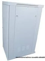 LEXI-Net 19" stojanový rozvaděč 27U 600x600 rozebiratelný, ventilační jednotka, termostat, kolečka, 600kg, sklo, šedý