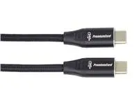 PREMIUMCORD Kabel USB-C M/M, 240W 480Mbps černý bavlněný oplet, 2m
