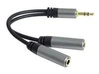 PremiumCord rozdvojka HQ 3,5mm Jack Male - 2x Jack Female 15cm