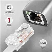 AXAGON ADE-TXCA, USB-C + USB-A 3.2 Gen 1 - Gigabit Ethernet sieťová karta, Asix AX88179, auto inštal