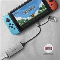 AXAGON ADE-TXCA, USB-C + USB-A 3.2 Gen 1 - Gigabit Ethernet sieťová karta, Asix AX88179, auto inštal