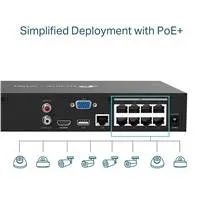 TP-Link VIGI NVR1008H-8P, videorekordér, 8 channels, 8xPoE, 1x100Mb/s LAN, 1xVGA,1xHDMI,2xUSB2.0