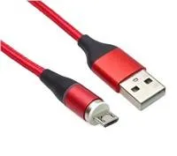 PREMIUMCORD Magnetický nabíjací a dátový kábel micro USB a USB-C 1 m, červený