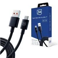 3mk datový kabel Hyper Cable USB-A/USB-C 1,2m 5A, černá