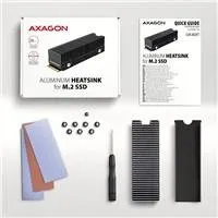 AXAGON CLR-M2XT, hliníkový pasívny chladič pre jedno aj obojstranný M.2 SSD disk, výška 24 mm