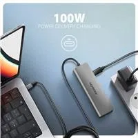 AXAGON HMC-5H, USB 5Gbps hub, 3x USB-A, HDMI 4k/30Hz, PD 100W, kábel USB-C 100cm