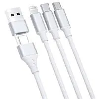 3mk nabíjecí kabel Hyper Cable 3in1 USB-A/C na USB-C/Micro USB/Lightning 1.5m, bílá