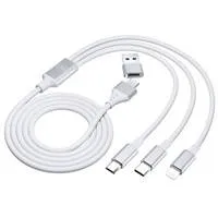3mk nabíjecí kabel Hyper Cable 3in1 USB-A/C na USB-C/Micro USB/Lightning 1.5m, bílá