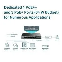 TP-Link CCTV switch TL-SG1006PP (6xGbE, 3xPoE+,1xPoE++, 64W, fanless)