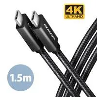 AXAGON BUCM32-CM15AB, SPEED+ kábel USB-C  USB-C, 1.5 m, USB 20Gbps, PD 100W 5A, 4K HD, ALU, opletenie, čierny