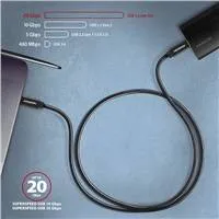 AXAGON BUCM32-CM15AB, SPEED+ kábel USB-C  USB-C, 1.5 m, USB 20Gbps, PD 100W 5A, 4K HD, ALU, opletenie, čierny