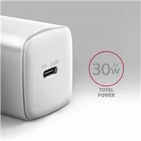 AXAGON ACU-PD30W, Sil nabíjačka do siete 30W, 1x port USB-C, PD3.0/PPS/QC4+/SFC/AFC/Apple, biela