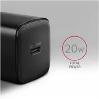 AXAGON ACU-PD20, nabíjačka do siete 20W, 1x port USB-C, PD3.0/PPS/QC4+/AFC/Apple, čierna