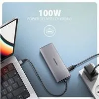AXAGON HMC-6G2L, USB 10Gb/s hub, 2x USB-A, 1x USB-C, HDMI 4k/60, RJ-45, PD 100W, kábel USB-C 15cm