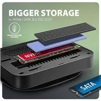 AXAGON HMC-UFO, USB 10Gbps hub, 2x USB-A, USB-C, HDMI 4k/60, RJ-45, M.2 slot, SD/mSD, audio, PD 100W, kábel USB-C 65cm