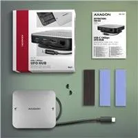 AXAGON HMC-UFO, USB 10Gbps hub, 2x USB-A, USB-C, HDMI 4k/60, RJ-45, M.2 slot, SD/mSD, audio, PD 100W, kábel USB-C 65cm