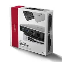 AXAGON HMC-UFO, USB 10Gbps hub, 2x USB-A, USB-C, HDMI 4k/60, RJ-45, M.2 slot, SD/mSD, audio, PD 100W, kábel USB-C 65cm