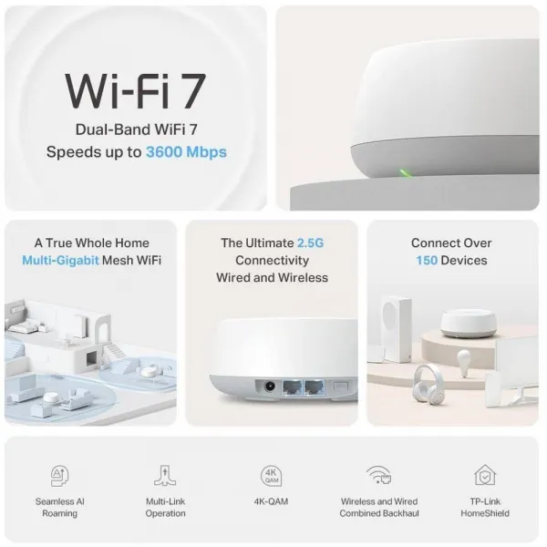 tp-link Deco BE25(2-pack), Mesh systém BE3600 s Wi-Fi 7 pro celoplošné pokrytí domácnosti