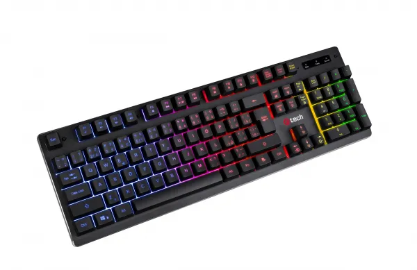 Polomechanická herní klávesnice C-TECH Iris (GKB-08), casual gaming, CZ/SK, duhové podsvícení, USB