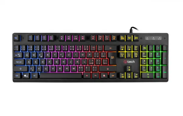 Polomechanická herní klávesnice C-TECH Iris (GKB-08), casual gaming, CZ/SK, duhové podsvícení, USB