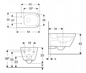 GEBERIT - Smyle Square Závesné WC, Rimfree, biela 500.208.01.1