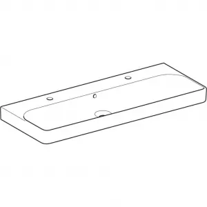 GEBERIT - Smyle Square Dvojumývadlo, 120x48 cm, s prepadom, 2 otvory na batérie, biela 500.253.01.1
