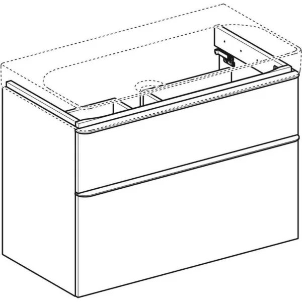 GEBERIT - Smyle Square Umývadlová skrinka, 88x47x62 cm, 2 zásuvky, lesklá biela/matná biela 500.354.00.1