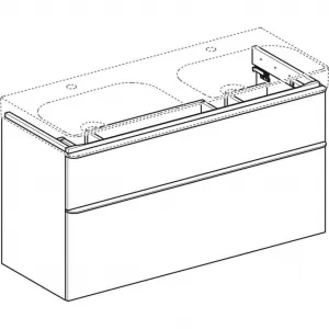 GEBERIT - Smyle Square Umývadlová skrinka, 118x47x62 cm, 2 zásuvky, lesklá biela/matná biela 500.356.00.1