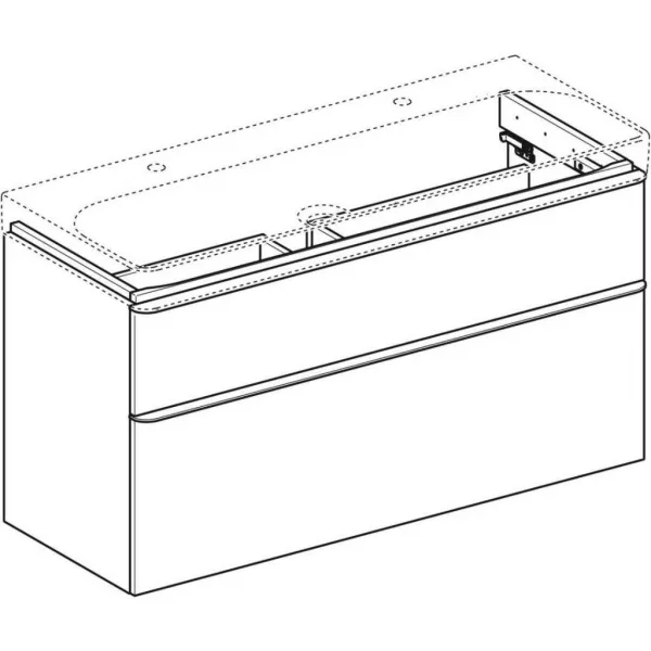 GEBERIT - Smyle Square Umývadlová skrinka, 118x47x62 cm, 2 zásuvky, lesklá biela/matná biela 500.355.00.1