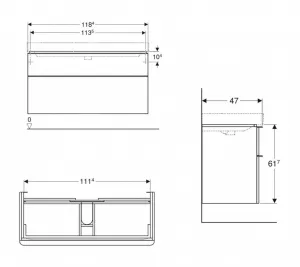 GEBERIT - Smyle Square Umývadlová skrinka, 118x47x62 cm, 2 zásuvky, lesklá biela/matná biela 500.355.00.1