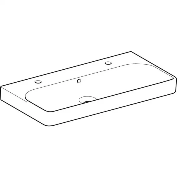 GEBERIT - Smyle Square Umývadlo, 90x48 cm, s prepadom, 2 otvory na batérie, biela 500.252.01.1