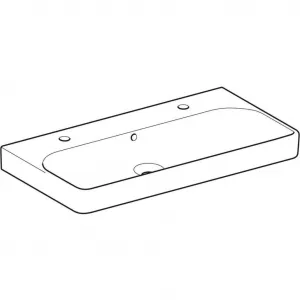 GEBERIT - Smyle Square Umývadlo, 90x48 cm, s prepadom, 2 otvory na batérie, biela 500.252.01.1