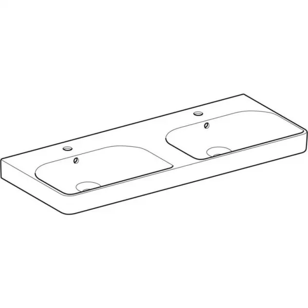 GEBERIT - Smyle Square Dvojumývadlo, 120x48 cm, s prepadom, 2 otvory na batérie, biela 500.223.01.1