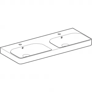 GEBERIT - Smyle Square Dvojumývadlo, 120x48 cm, s prepadom, 2 otvory na batérie, biela 500.223.01.1