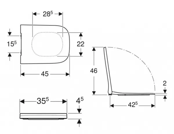 GEBERIT - Smyle Square WC doska, SoftClose, biela 500.237.01.1