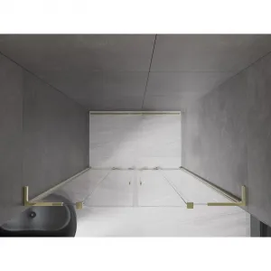 MEXEN/S - Velar L Duo posuvné sprchové dvere 150, transparent, zlatá 871-150-003-02-50