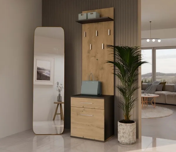 TP Living Předsíňová stěna Duo dub artisan/antracit II
