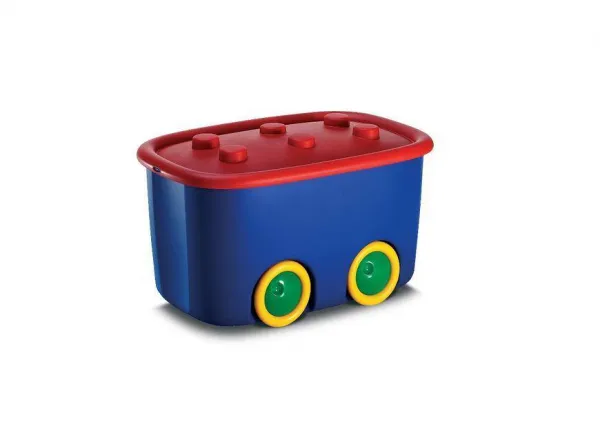 Box na detské hračky KIS Funny L, 46L, modrý/červený, úložný, s vekom 39x58x32 cm