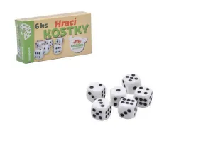 Hracie kocky 1,5x1,5cm spoločenská hra 6ks v krabičke 9x5x2cm