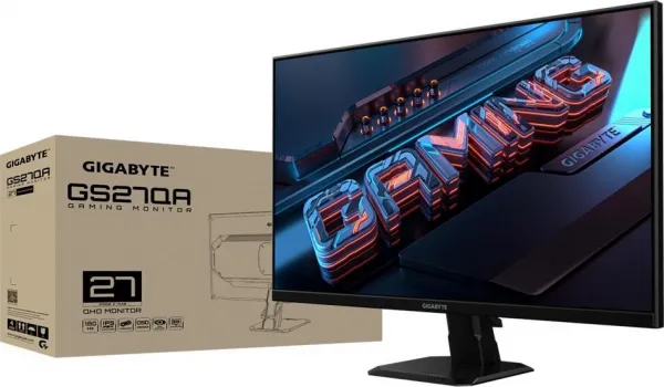 GIGABYTE LCD - 27" Gaming monitor GS27QA, SS IPS, 2560x1440 QHD, 180Hz, 1000:1, 300cd/m2, 1ms, 2xHDMI, 1xDP