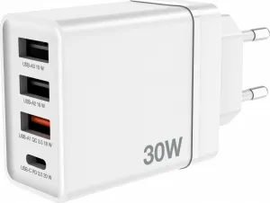 VERBATIM Univerzální adaptér CHR-30EU2, 30W, 1x USB-C, 3x USB bílá