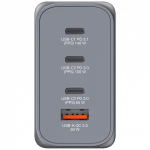 VERBATIM GaN Nabíječka do sítě GNC-240, 240W, 3x USB-C, 1x USB