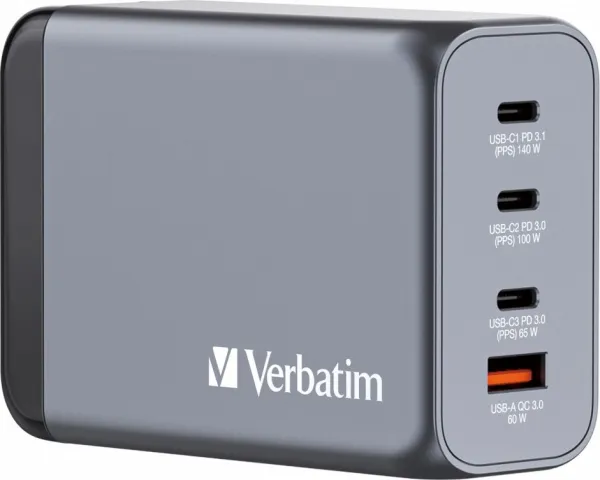 VERBATIM GaN Nabíječka do sítě GNC-240, 240W, 3x USB-C, 1x USB